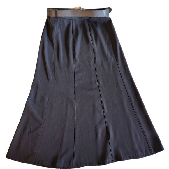 Zara M black cape skirt midi flared a line tulip minimalist with belt - Picture 2 of 6